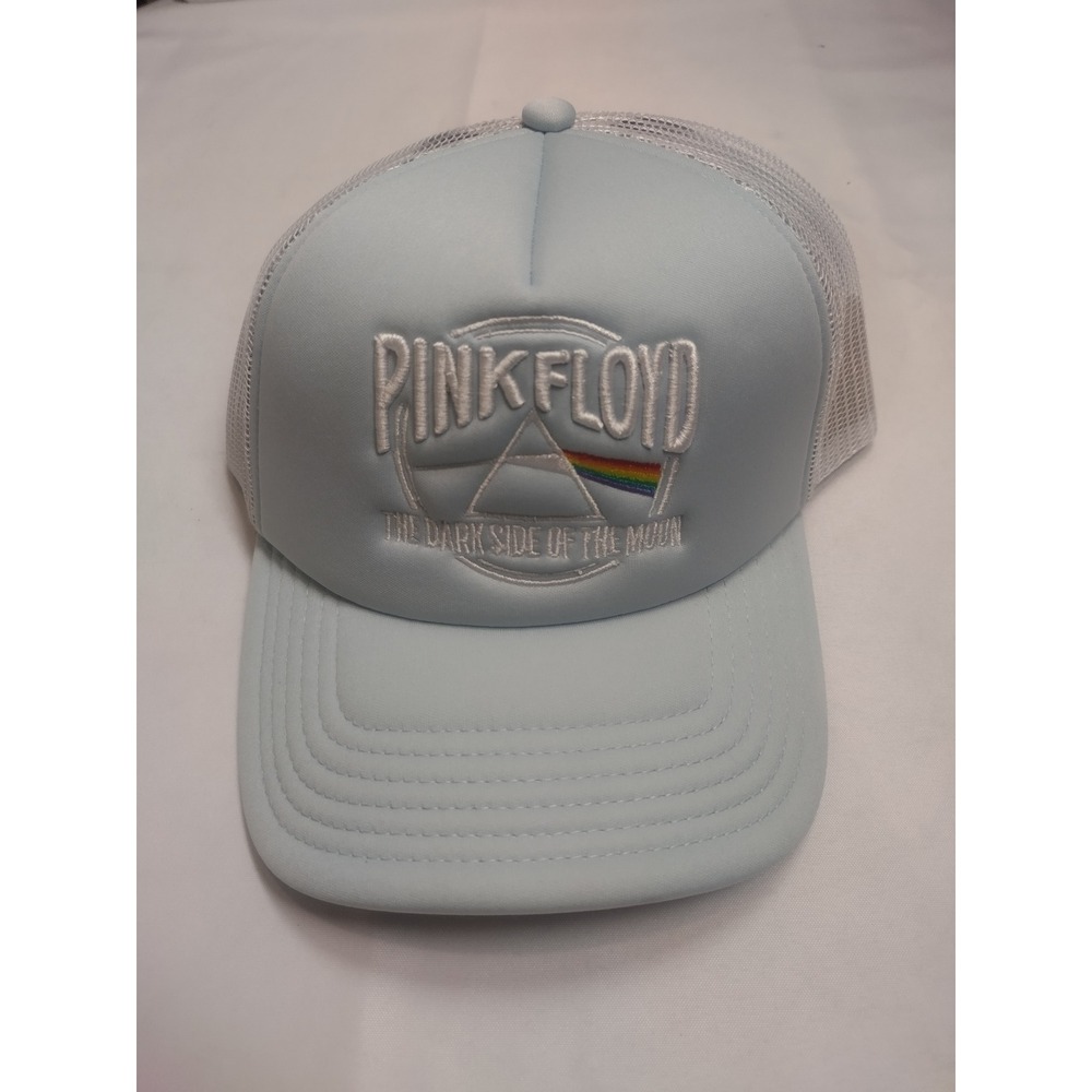 Pink Floyd Dark Side of the Moon Trucker Hat Light Blue White Mesh Snapback Cap